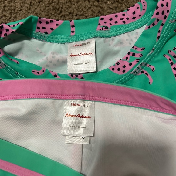 Hannah Andersson and Pink Leopard Print Swim Set girls size 12/150 - Picture 2 of 3